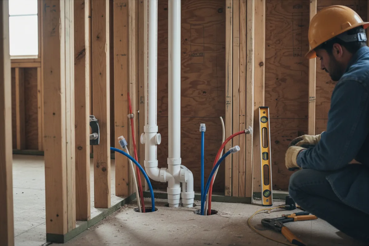 Drain and supply rough-in during Garbage Disposal Repair in Glenmoore