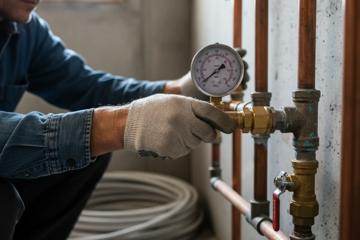 Pressure testing a repaired line during Water Line Repair in Glenmoore